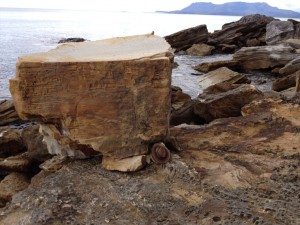 The recently fallen boulder. Southern end of Spring Beach.