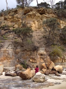 Looking to the source of the boulders, Northern Cliff, Spring Beach.